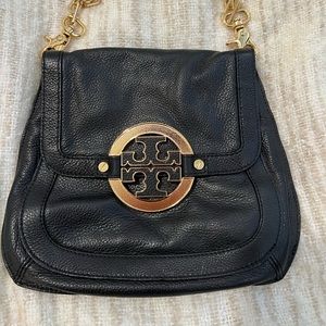 Black leather Tory Burch cross body bag